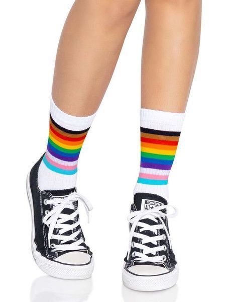 Шкарпетки жіночі в смужку Leg Avenue Pride crew socks Rainbow, 37&ndash;43 розмір SO8584 фото