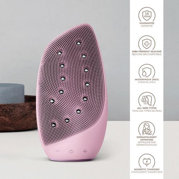 Очищувальна щітка для обличчя GESKE Sonic Thermo Facial Brush&Face-Lifter 8в1 pink HB0093 фото