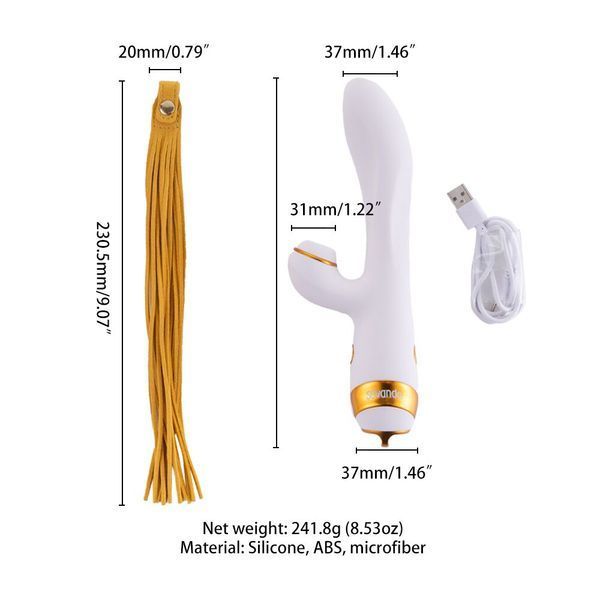 Вібратор-кролик з пульсацією та флогером LOCKINK SEVANDA Whip Vibrating Massage Wand, біло-золотий SX0904 фото