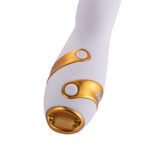 Вібратор-кролик з пульсацією та флогером LOCKINK SEVANDA Whip Vibrating Massage Wand, біло-золотий SX0904 фото
