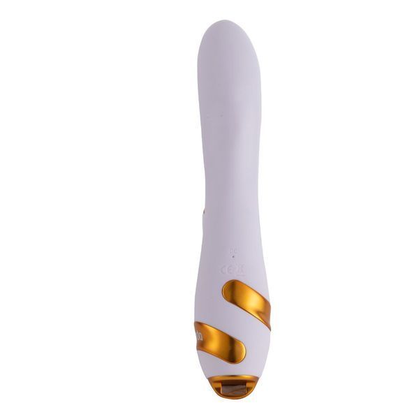 Вібратор-кролик з пульсацією та флогером LOCKINK SEVANDA Whip Vibrating Massage Wand, біло-золотий SX0904 фото