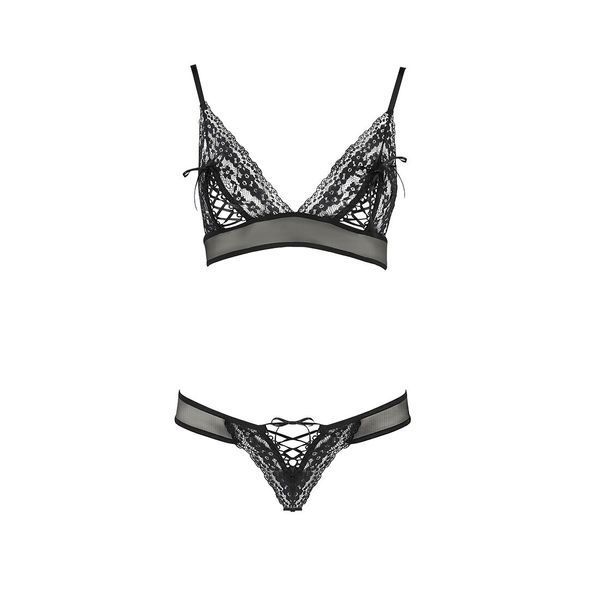 Комплект білизни Passion ERZA SET XXL/XXXL, black, ліф і трусики PS26012 фото
