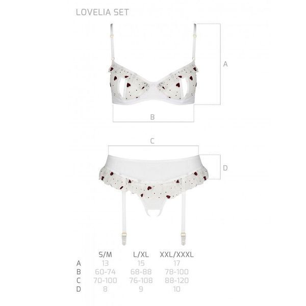 Сексуальний комплект з поясом для панчіх Passion LOVELIA SET XXL/XXXL, white SO4782 фото