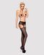 Сітчасті панчохи-стокінги з мереживним поясом Obsessive Garter stockings S307 S/M/L, чорні, імітація SO7270 фото 3