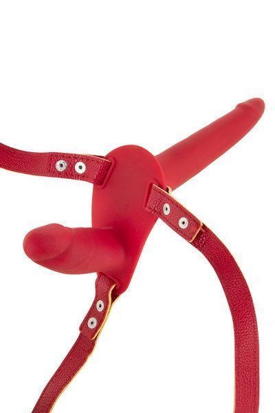 Подвійний страпон Fetish Tentation Strap-On with Double Dildo Red (м'яте паковання!!!) SO3750-R фото