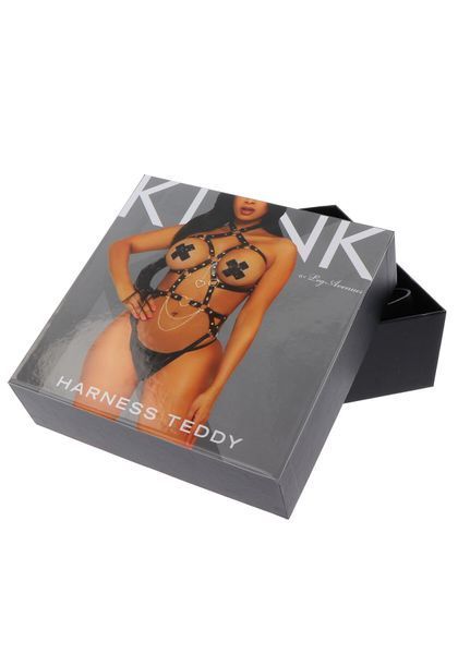 Портупея-тедді з екошкіри Leg Avenue Heart ring harness teddy L, Black, підвіска-сердечко, ланцюги SO8565 фото