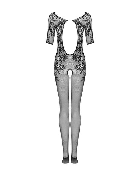 Сітчастий бодістокінг з квітковим малюнком Obsessive Bodystocking F238 S/M/L, black, з доступом, імі SO7692 фото