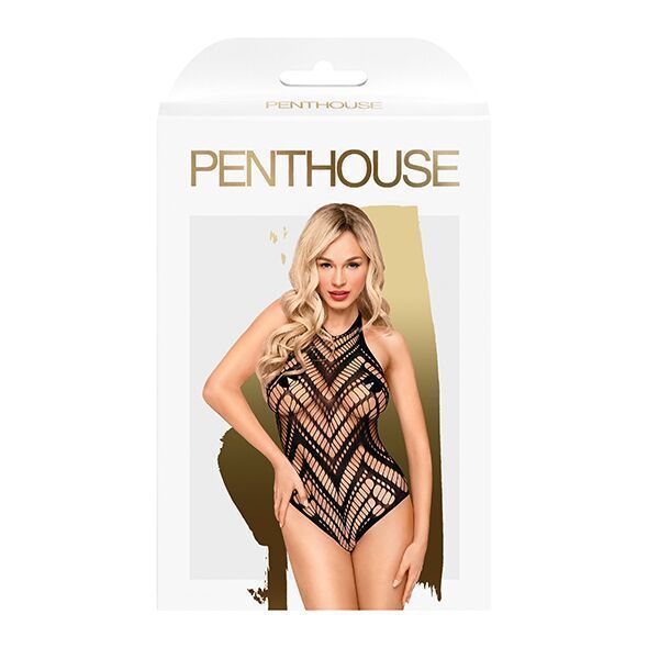 Боді з геометричним орнаментом Penthouse - Go Hotter Black S/L SO4381 фото