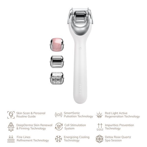 Електронний ролер для обличчя з мікроголками GESKE MicroNeedle Face Roller 9в1 white HB0194 фото