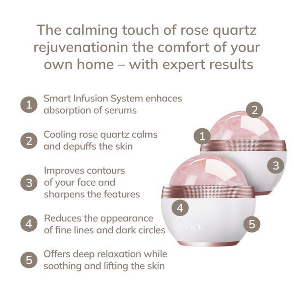 Кульковий масажер з рожевим кварцом GESKE SmartAppGuided Rose Quartz Depuffing Sphere 7in1 starlight HB0652 фото