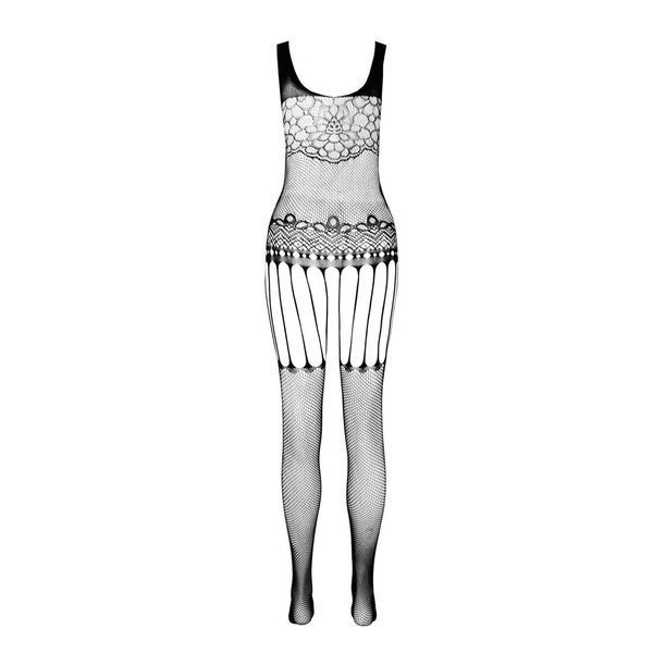 Бодістокінг Passion ECO BS001 One Size white, з доступом, імітація підв&rsquo;язок, флористичний декор SO7067 фото