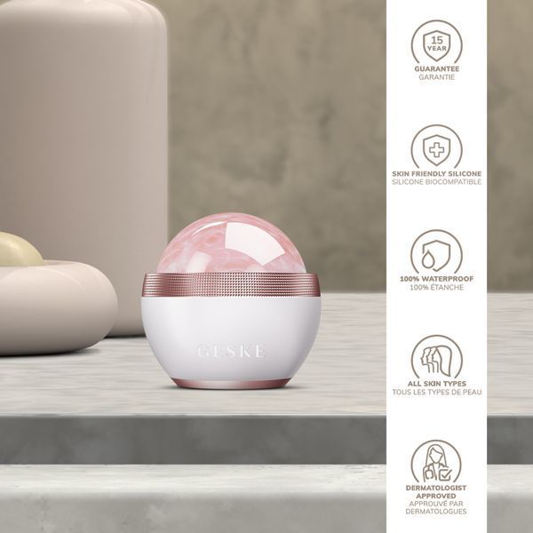 Кульковий масажер з рожевим кварцом GESKE SmartAppGuided Rose Quartz Depuffing Sphere 7in1 starlight HB0652 фото