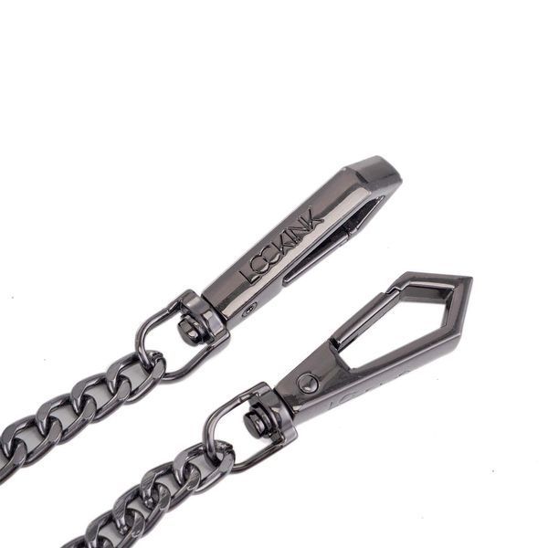 Нашийник з повідцем LOCKINK Tied Collar with Leash Set, чорний, ланцюг зі шкіряною петлею та карабіном SX0829 фото