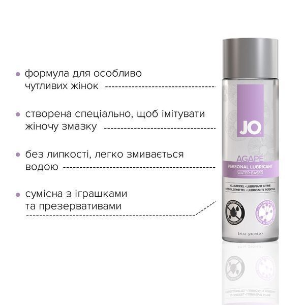 Змазка на водній основі JO AGAPE &mdash; ORIGINAL (240 мл) без гліцерину, гліколю та парабенів SX0719 фото