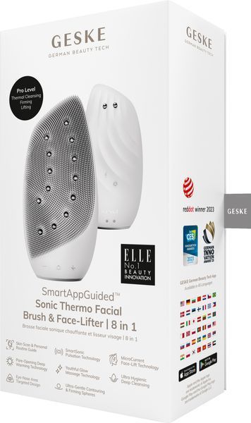 Очищувальна щітка для обличчя GESKE Sonic Thermo Facial Brush&Face-Lifter 8в1 white HB0095 фото
