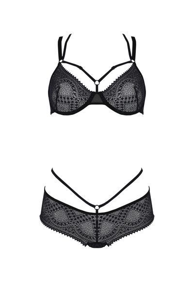 Комплект Passion DROSERA BIKINI black, S/M, бюстгальтер і трусики-кюлоти SX0468 фото
