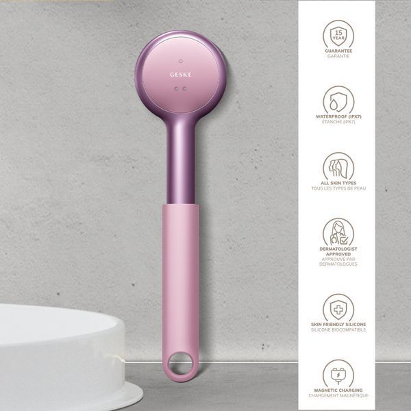 Звукова світлодіодна щітка для всього тіла GESKE Sonic LED Full-Body Brush&Intensive Exfoliator 9в1 pink HB0390 фото