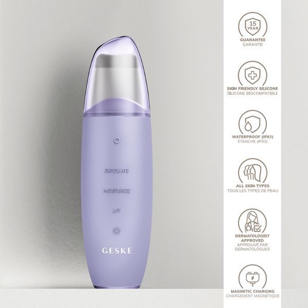 Мікрострумовий скрабер для шкіри та усунення чорних точок GESKE MicroCurrent Skin Scrubber&Blackhead Remover 9в1 purple HB0145 фото