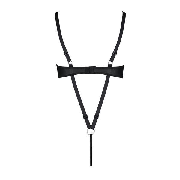 Боді з екошкіри Passion CELINE BODY 4XL/5XL black, з доступом, відкритий SO7059 фото