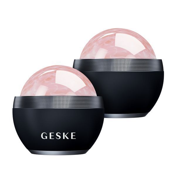 Кульковий масажер з рожевим кварцом GESKE SmartAppGuided Rose Quartz Depuffing Sphere 7in1 black HB0653 фото
