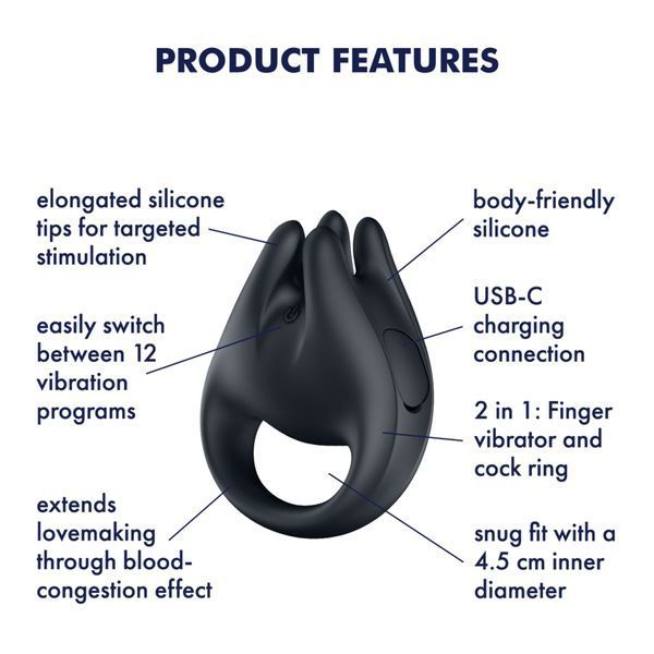 Вібратор на палець та ерекційне кільце 2в1 Satisfyer Perfect Pair 1 SX4229 фото