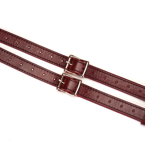 Шкіряні трусики для страпона Liebe Seele Wine Red Strap on Harness, універсальний розмір SO9464 фото