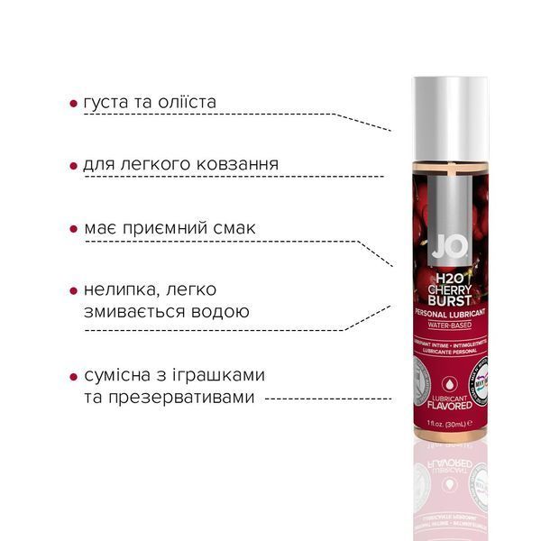 Змазка на водній основі JO H2O &mdash; Cherry Burst (30 мл) без цукру, рослинний гліцерин SO1467 фото