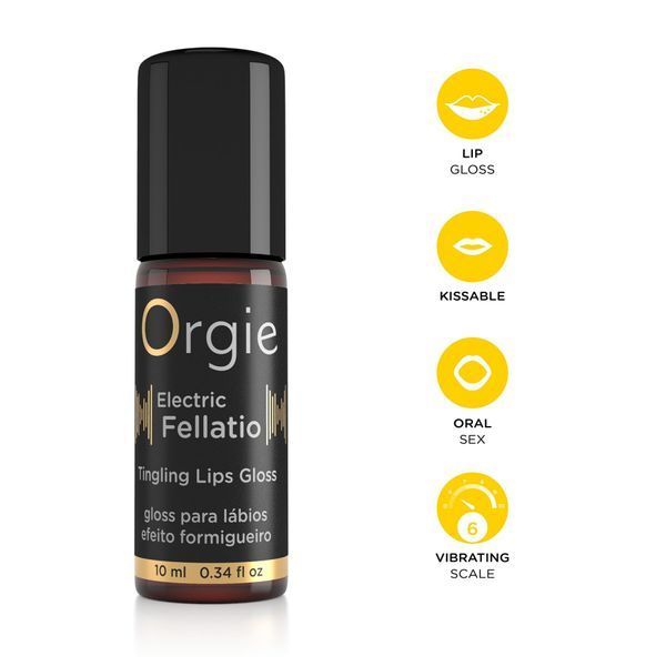 Блиск для губ з ефектом вібрації Orgie Electric Fellatio Lips Gloss, 10 мл, смак фруктового асорті SX1548 фото