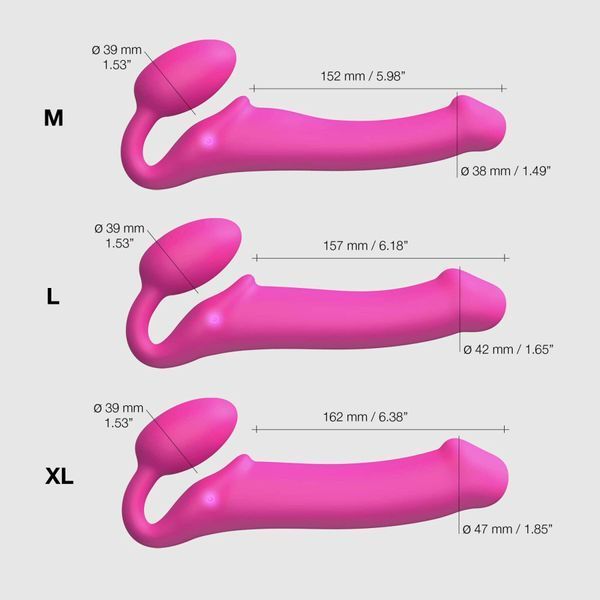 Безремінний страпон з вібрацією Strap-On-Me Vibrating Fuchsia XL, діам. 4,7см, пульт ДК, регульований SX2573 фото