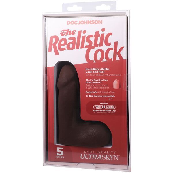 Фалоімітатор Doc Johnson The Realistic Cock ULTRASKYN - 5 Inch with Balls Chocolate SX4483 фото