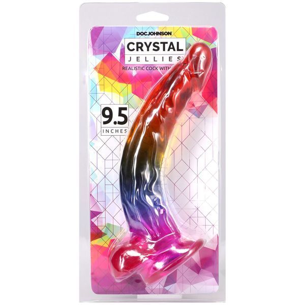 Фалоімітатор Doc Johnson Crystal Jellies - 9.5 Inch Dildo - Rainbow SX4433 фото