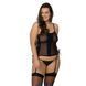 Сітчастий корсет з екошкіри Passion MALWIA CORSET 4XL/5XL black, з люверсами та знімними пажами SO7098 фото 1