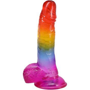 Фалоімітатор Doc Johnson Crystal Jellies - Realistic cock with balls 8.5 Inch - Rainbow SX4434 фото