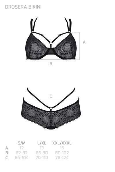 Комплект Passion DROSERA BIKINI black, XXL/XXXL, бюстгальтер і трусики-кюлоти SX0469 фото