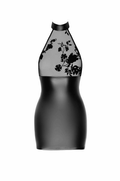 Сукня Noir Handmade F311 Eros, S, black, міні, спідниця під латекс, верх &mdash; сітка, відкрита спина SX0303 фото