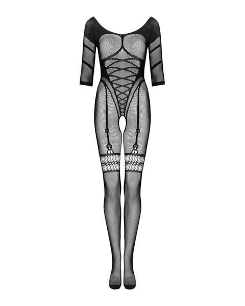 Сітчастий бодістокінг з імітацією підв&rsquo;язок Obsessive Bodystocking G329 XL/XXL, black, з доступом SO7694 фото