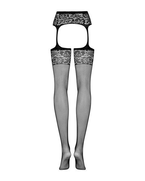 Сітчасті панчохи-стокінги з імітацією гартерів Obsessive Garter stockings S500S/M/L, чорні SO7273 фото