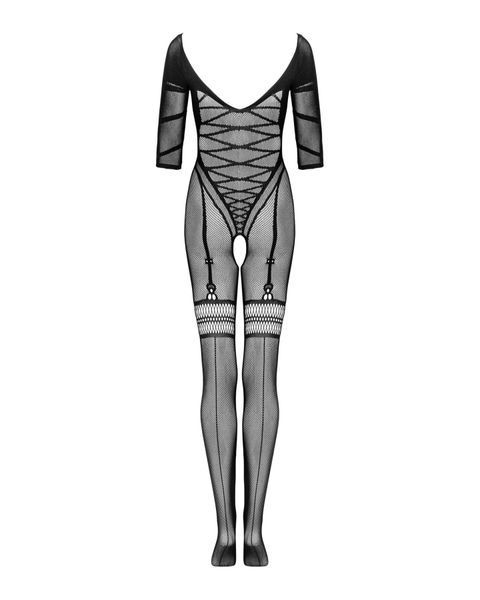 Сітчастий бодістокінг з імітацією підв&rsquo;язок Obsessive Bodystocking G329 XL/XXL, black, з доступом SO7694 фото