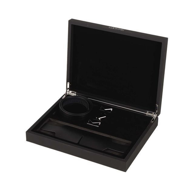 Маска на очі LOCKINK Blindfold Kit, чорна, натуральна шкіра, регульований обсяг SX0833 фото