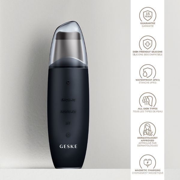 Мікрострумовий скрабер для шкіри та усунення чорних точок GESKE MicroCurrent Skin Scrubber&Blackhead Remover 9в1 black HB0146 фото