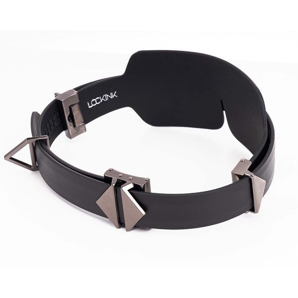 Маска на очі LOCKINK Blindfold Kit, чорна, натуральна шкіра, регульований обсяг SX0833 фото