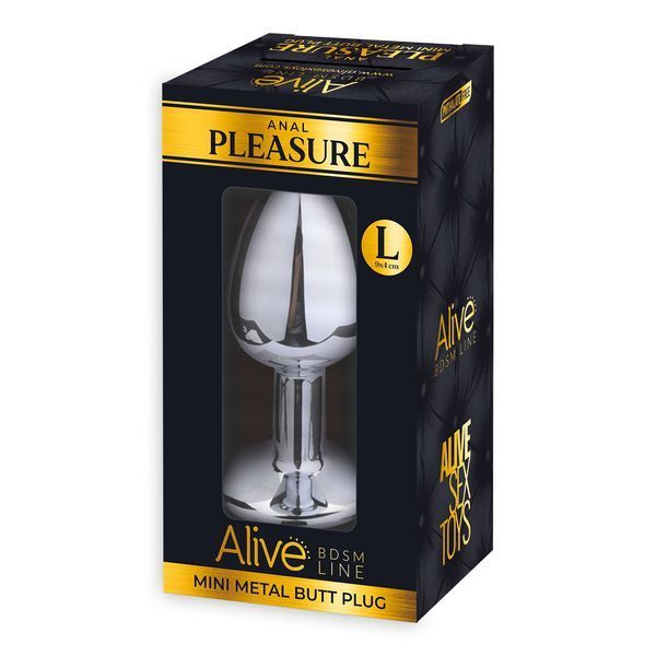 Металева анальна пробка з кристалом Alive Mini Metal Butt Plug White L SO6005 фото