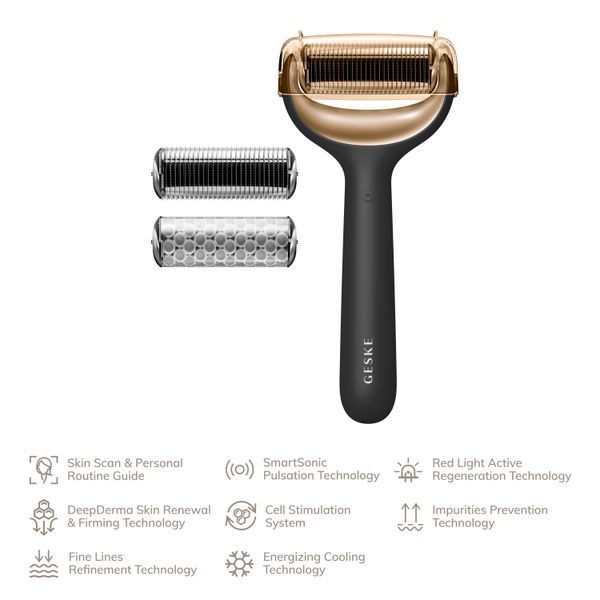 Електронний ролер для обличчя та тіла з мікроголками GESKE MicroNeedle Face&Body Roller 8в1 gray HB0196 фото