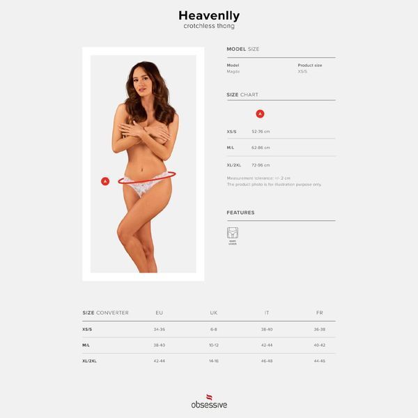 Мереживні танга Obsessive Heavenlly crotchless thong M/L, з доступом SO8189 фото