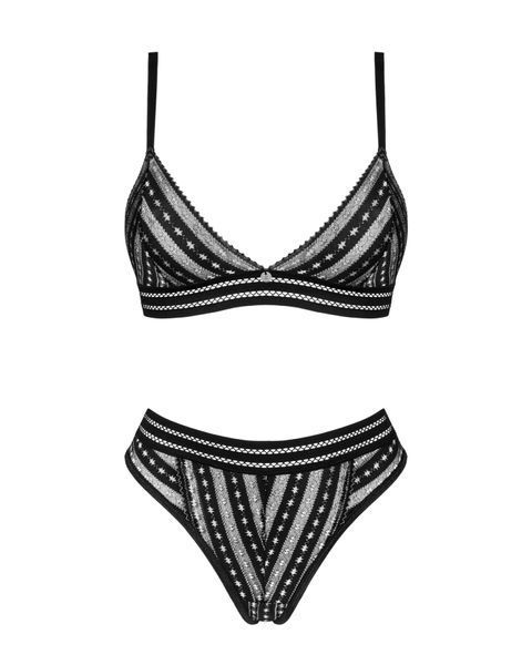 Комплект білизни Obsessive Natilya 2-pcs set M/L, black, бюстгальтер, трусики SO7718 фото
