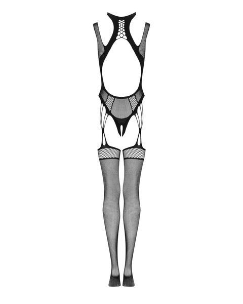 Ажурний бодістокінг з отворами Obsessive Bodystocking G327 black S/M/L, комбінезон, з доступом SO7248 фото