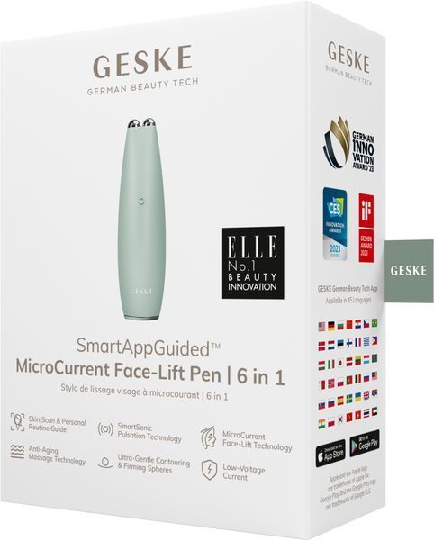 Мікрострумова ручка для підтяжки шкіри обличчя GESKE MicroCurrent Face-Lift Pen 6в1 green HB0129 фото