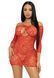 Сукня-сітка з сердечками Leg Avenue Heart net mini dress Red, зав&rsquo;язки, відкриті плечі, one size SO7885 фото 1