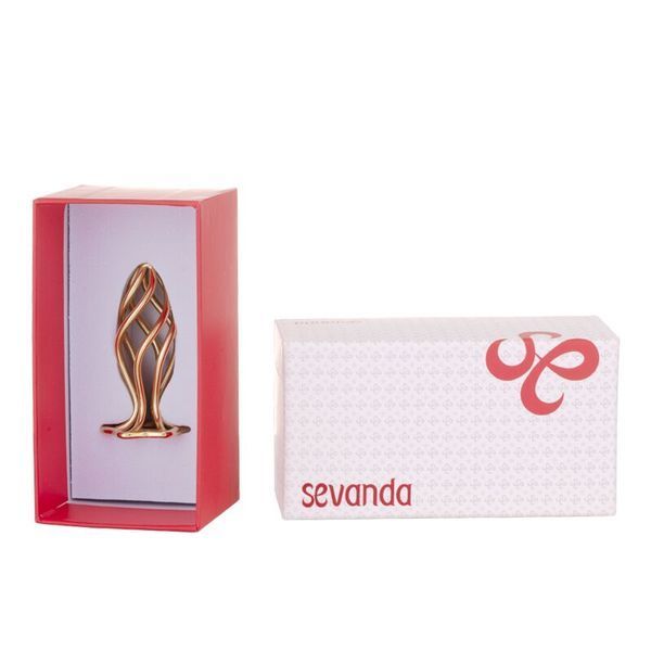 Металева анальна пробка LOCKINK SEVANDA Hollow Spiral Golden, S, золотиста, діаметр 2,6 см SX0882 фото