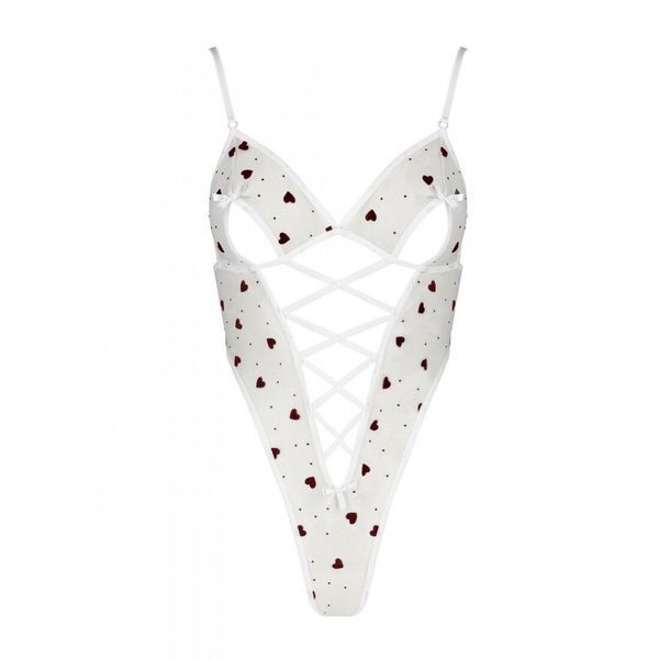 Еротичний боді з малюнком Passion LOVELIA BODY L/XL, white SO4756 фото